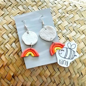 Artisan Polymer clay hanging earrings. New